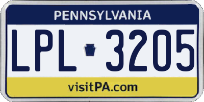 PA license plate LPL3205