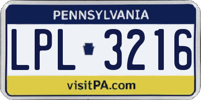 PA license plate LPL3216