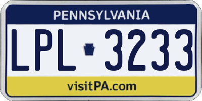PA license plate LPL3233