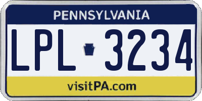 PA license plate LPL3234