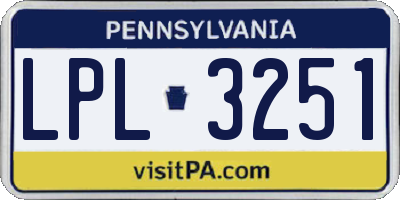PA license plate LPL3251
