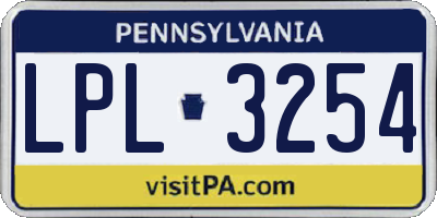 PA license plate LPL3254