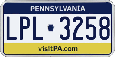 PA license plate LPL3258