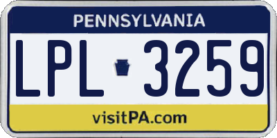 PA license plate LPL3259