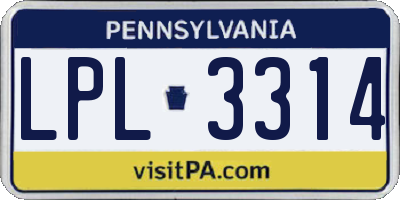 PA license plate LPL3314