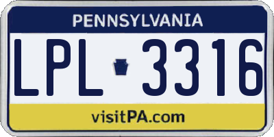 PA license plate LPL3316
