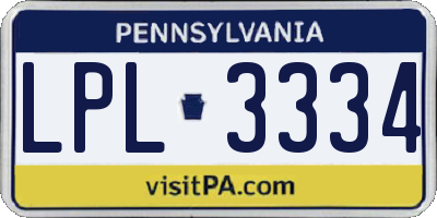 PA license plate LPL3334