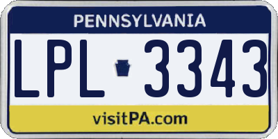 PA license plate LPL3343