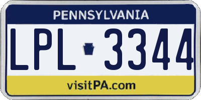 PA license plate LPL3344