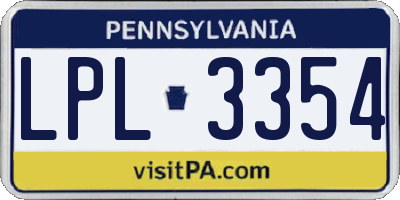 PA license plate LPL3354