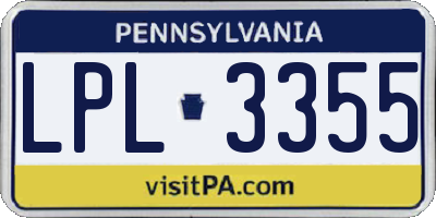 PA license plate LPL3355