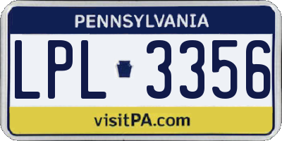 PA license plate LPL3356