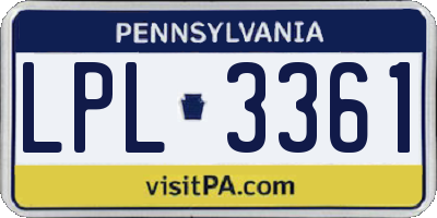 PA license plate LPL3361