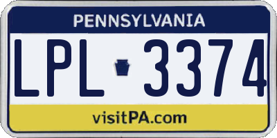 PA license plate LPL3374