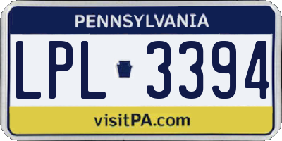PA license plate LPL3394