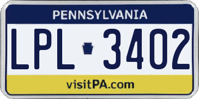 PA license plate LPL3402
