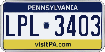 PA license plate LPL3403