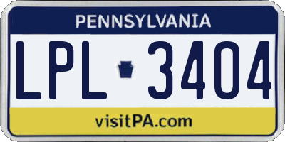 PA license plate LPL3404