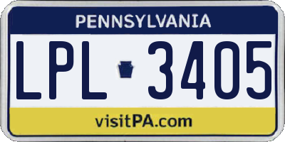 PA license plate LPL3405
