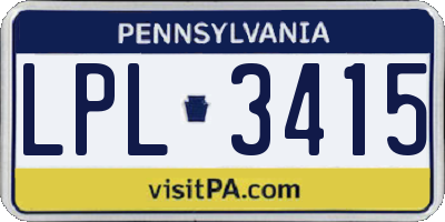 PA license plate LPL3415