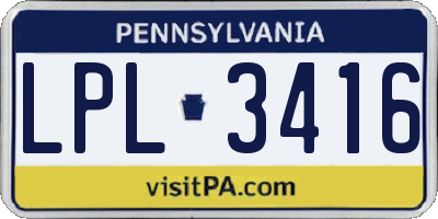 PA license plate LPL3416