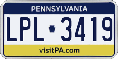 PA license plate LPL3419