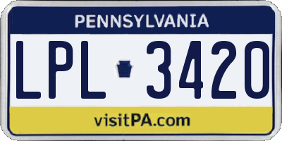 PA license plate LPL3420