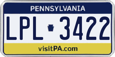PA license plate LPL3422