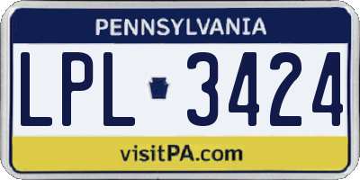 PA license plate LPL3424