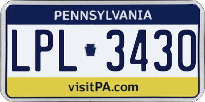PA license plate LPL3430