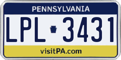 PA license plate LPL3431