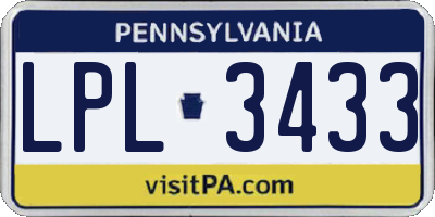 PA license plate LPL3433