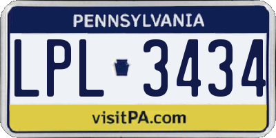PA license plate LPL3434