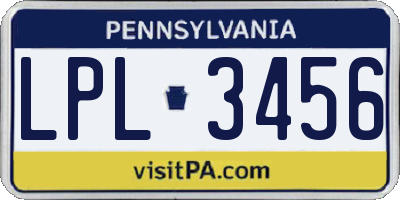 PA license plate LPL3456
