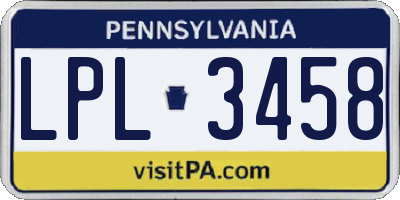 PA license plate LPL3458