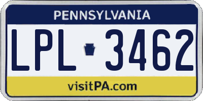 PA license plate LPL3462