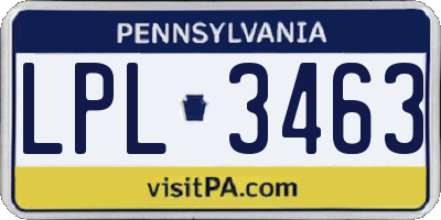 PA license plate LPL3463