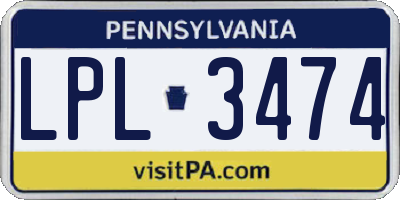 PA license plate LPL3474