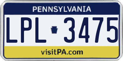 PA license plate LPL3475