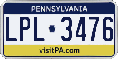 PA license plate LPL3476