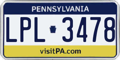 PA license plate LPL3478