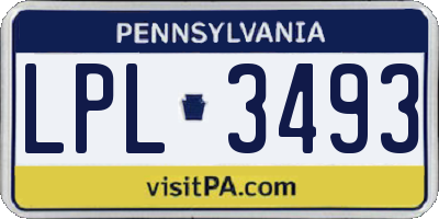 PA license plate LPL3493