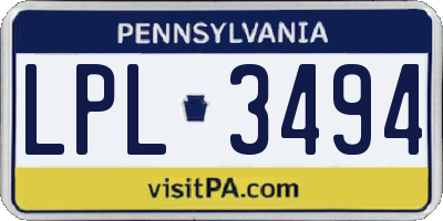 PA license plate LPL3494