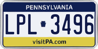 PA license plate LPL3496