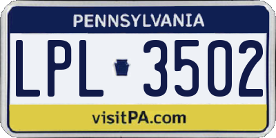 PA license plate LPL3502