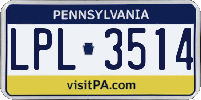PA license plate LPL3514
