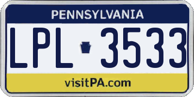 PA license plate LPL3533