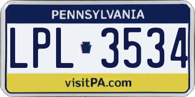 PA license plate LPL3534