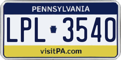 PA license plate LPL3540