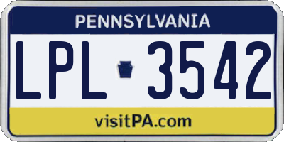 PA license plate LPL3542